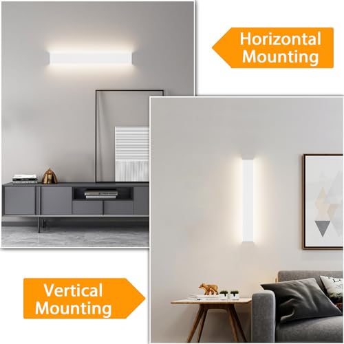 Applique da Parete Interno Moderno LED 71CM Lampada da Parete 24W Bianco Naturale 4500K Lampada da Muro per Camera da Letto Soggiorno Corridoio Scale (Bianco) - Illuminazione - Immagine 2