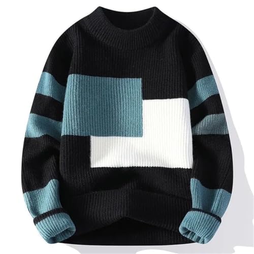 Men's Stand-Up Collar Splicing Thickened Sweater Long-Sleeved Casual Pullover Knitted Top4