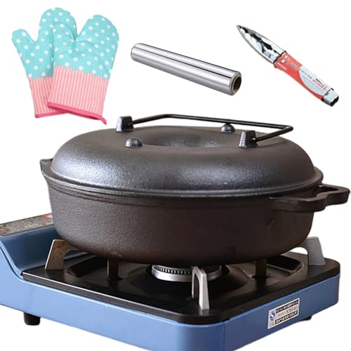 Bratpfanne, Eisen, Süßkartoffel-Kochgeschirr mit Clip, Handschuhen und Deckel, Ofenpfanne, für Grill, Herd, Süßkartoffel, Mais-Clip