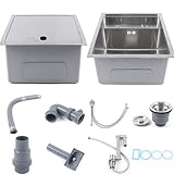 15-inch Hidden RV Bar Sink Kitchen Sink with Folding Faucet, Cover, Drain Pipe and Strainer Full Set, Small Stainless Steel Sink for Workstation, RV, Prep Kitchen and Bar Sink(Silver)