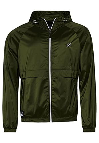 Image of Superdry Mens Code Essential Hooded Cagoule Jacket, Khaki, XL