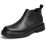 Holy dove Men's Wide Toe Box Platform Chelsea Boots Slip-On Casual Ankle Dress Boot