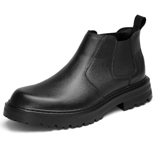 Image of Holy dove Men's Wide Toe Box Platform Chelsea Boots Slip-On Casual Ankle Dress Boot