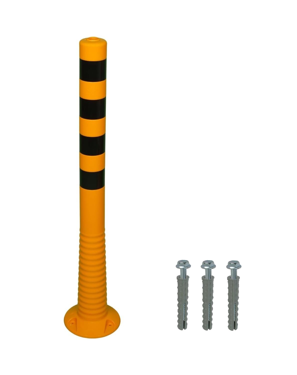 Pittman Flexbrite Yellow/Black Flexible Bollard, 40" H x 3" D Polyurethane Plastic Parking Safety Post, Includes Hardware for Concrete, Tarmac, Asphalt Mounting, Indoor/Outdoor Use (755683)
