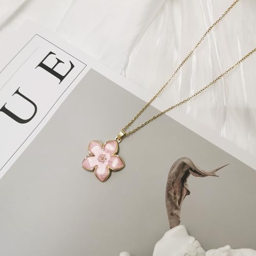 Mulan-Inspired Blossom of Honor Necklace Pink Enamel Flower Charm Pendant for Women-Warrior Princess Birthday Gift for Her3