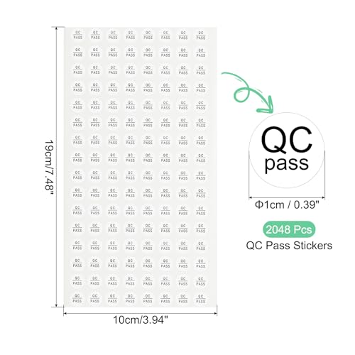 Autocollants ronds QC 1 cm étiquettes de conformité stock et inventaire noir blanc PATIKIL