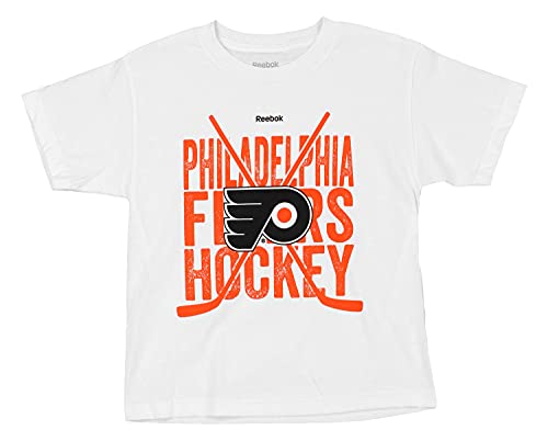 Outerstuff NHL Youth Boy's Cross Sticks Short Sleeve Graphic Tee, Philadelphia Flyers, Large (14/16)