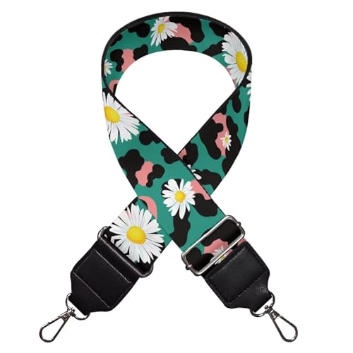 Image of TODIYADDU Green Leopard Print Daisy Purse Strap Girls Fashion Handbag Straps Crossbody Guitar Strap Purse Adjustable Wallet Strap Straps for Purses Suitable for Gifts Sports Photography Enthusiast