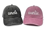 Enodtter Embroidered Auntie Uncle Matching Hats for Men Women, Gift for Couples, Black & Pink Baseball Cap Adjustable Dad Hats