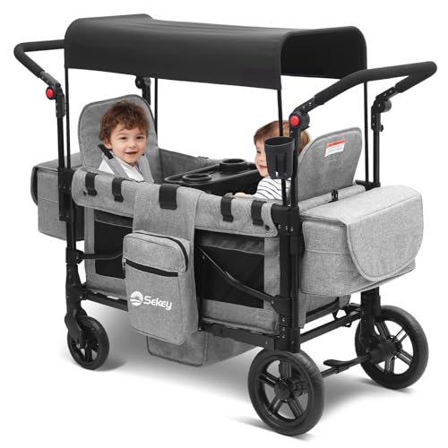 Sekey Wagon - carriola para 2 niños, carro de lujo 4 en 1, calidad premium con asientos convertibles, asas de empuje...