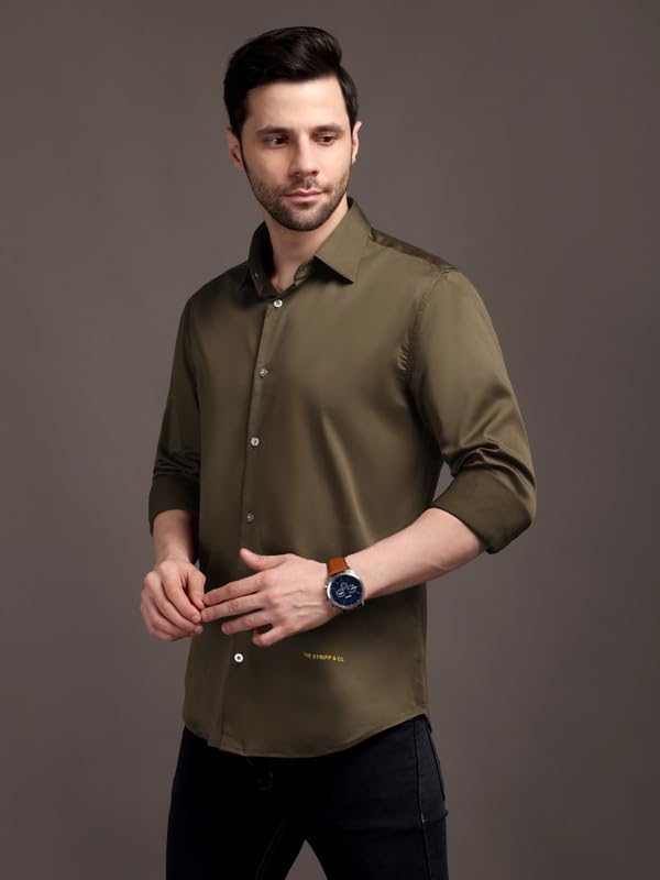 Image of The Stripp & Co Men's Full Sleeve Cotton Solid Shirt | Regular Fit Casual | Soft & Breathable Fabric | Button-Down Collared Formal,& Office Wear | Everyday Shirt | Sizes M to 2XL
