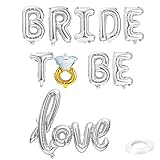 HAIOPS Bride To Be Balloon Love Balloon Jumbo Foil Balloon Handwriting Letter Giant Celebration Balloon Romantic Wedding Bridal Shower Anniversary Engagement Party Decoration (Silver, Silver)