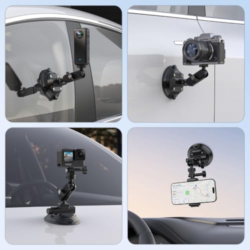 Image of yantralay 360 Rotation Suction Cup Camera Mount with Pump Lock | Heavy Duty Action Camera & Mirrorless Holder for Insta 360 X5 /X4, D JI OS MO Action 6 /5 /4, Go pro Hero 13 /12