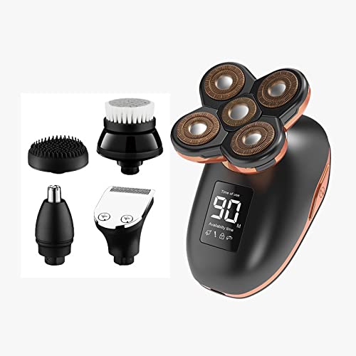 Rasoio elettrico da uomo, rasoio elettrico a testa calva ricaricabile con LCD digitale barba naso orecchio rasoio spazzola facciale
