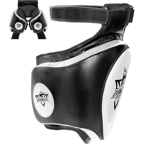 Groin & Thigh Guard Set for Muay Thai-MMA - 10cm Shock Absorption Pads - Adjustable Straps & Multi-Layer Protection (23.6in)