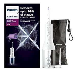 Philips Sonicare snoerloze Power Flosser 3000-monddouche – Waterflosser voor tanden, tandvlees en mondverzorging, in wit (model HX3806/31)