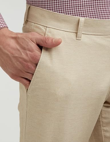 Image of Louis Philippe Men's Slim Fit Solid Cotton Blend Casual Trousers