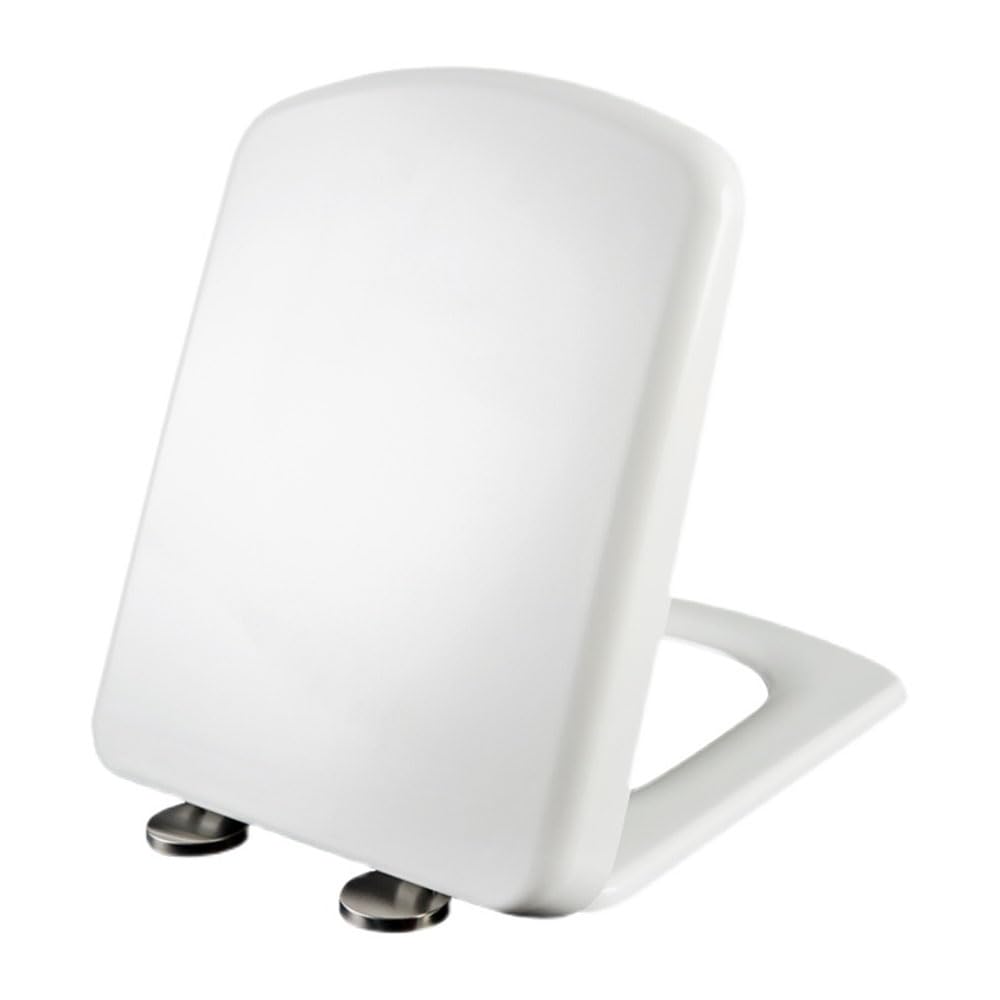 Sedile WC bianco, a sgancio rapido, facile da montare, facile da pulire, regolabile, leggero, resistente, portatile, facile da usare, compatto, morbido, chiuso, quadrato