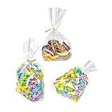 PigPotParty 6"x 9", 100Pcs Bottom Gusset Bags, Clear Plastic Cellophane Treat Goodie Bags with Twist