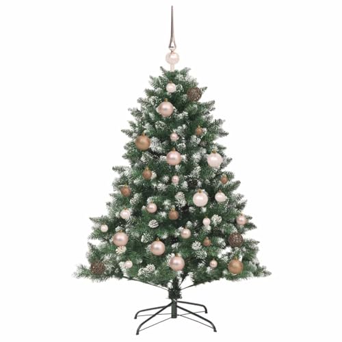 Árbol de Navidad artificial verde de 120 cm con luces LED decorativas y base 4