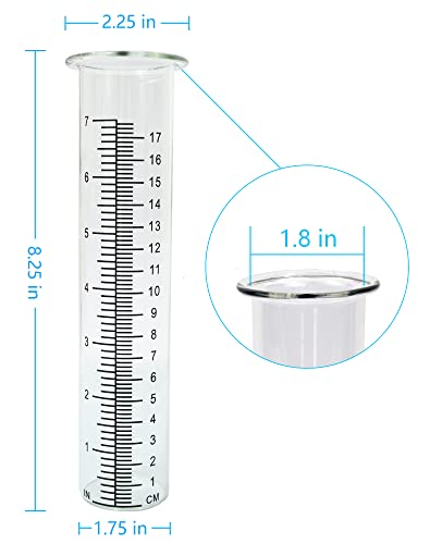 Lueudu 7\" Plastic Rain Gauge Replacement Tube, 8.25 x 2.25 x 1.75 inches Cold Resistance Crack Resistance for Outdoor Yard Garden Home