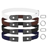 4 Pcs No Buckle Belts for Men uk, Adjustable Elastic Belt, Quality Artificial Leather and Alloy Invisible Buckless Belt for Men Women with 4 Stainless Steel Rings (4 Colors) (NUMBER_OF_ITEMS:4pcs)