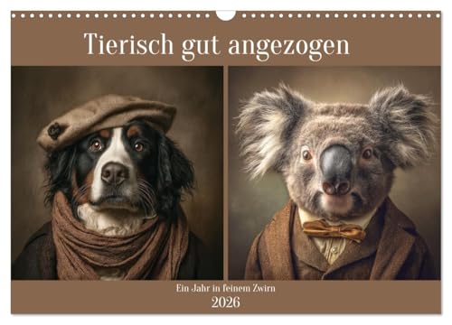 Tierisch gut angezogen (Wandkalender 2026 DIN A3 quer), CALVENDO Monatskalender: Tiere in stilvoller Kleidung