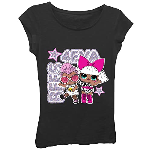 L.O.L. Surprise! Girls BFFs Short Sleeve T-Shirt 4-16, Black, 7-8