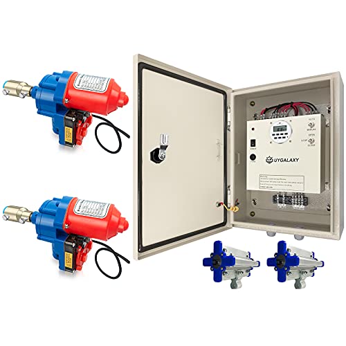 UYGALAXY Greenhouse Roll Up Motor and Creeper (2 Pack) + Automated Timer Controller Transformer Electric Box (AC110V to DC24V) for Chicken Coop Greenhouse Side Curtain Ventilation,Automatic Venting