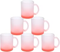 Vista 2 de MR.R Juego de 6 tazas de vidrio rojo esmerilado de 11 onzas con asa para transferencia de revestimiento térmico térmico
