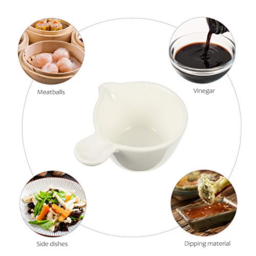 HEMOTON 6 pratos de molho de cerâmica, mini pratos redondos para temperos com alça, bico para sushi,