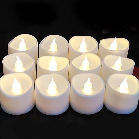 12 Pack Flameless LED Tea Lights with Timer Cover