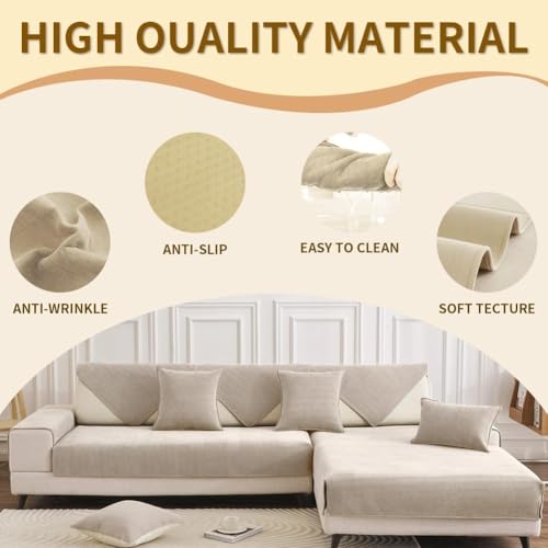 Housse de canapé d'angle en chenille blanche 70x180cm DUJUIKE - 7