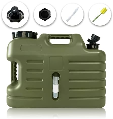 REDCAMP 3,5 gallon/13L draagbare watercontainer met spon, camping waterkruik, camping watercontainer, grote watertank, draagbare noodwateropslag voor kamperen, wandelen, orkaan benodigdheden, bruin