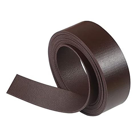 Picheng Double Sided Dark Brown Leather Strip 72 Inches Long (1 inches Wide) Very Suitable for for Pet Collars, Traction Ropes, Belts, Handles, Leather Watch Straps DIY Craft Projects (Dark Brown) Cover