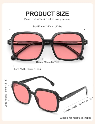 Image of Oversized Blue Light Blocking Glasses for Women and Men, Square Frame Computer Gaming Glasses Anti Glare & UV RF6215