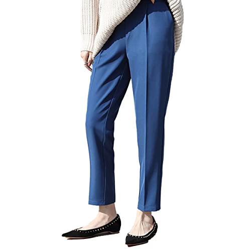 [カリスエンジェル] 春 ボトムス NEWカラー登場 パンツ レディース きれいめ テーパードパンツ スティックパンツ レディース カラーパンツ クロップド フォーマル 低身長 高身長 パンツ センタープレス (ネイビーブルー, MCサイズ)