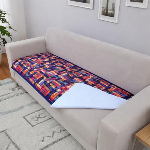 Image of Homerz Premium 3 Seater Velvet Sofa Panel Cover with Digital Prints | Anti-Slip Backing (Rangeen, 3 Seater)