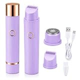Depilador Elétrico Feminino 2 em 1 USB Recarregável Portátil para Rosto Pernas Axilas Virilha e Corpo Aparador Removedor de Pelos Compacto para Uso Diário Cuidados Pessoais com Limpeza Fácil e Prática