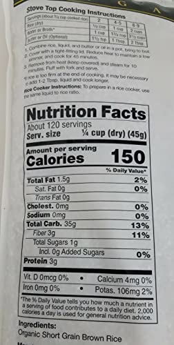 Lundberg LUND01 Family Farms Organic Short Grain Brown Rice 12Lbs thumb #3