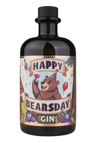 Happy Bearsday Gin | mit fruchtigen Botanicals aus Beeren | schönes Gin Geschenk zum Geburtstag & besondere Anlässe | 500ml 40% Vol.