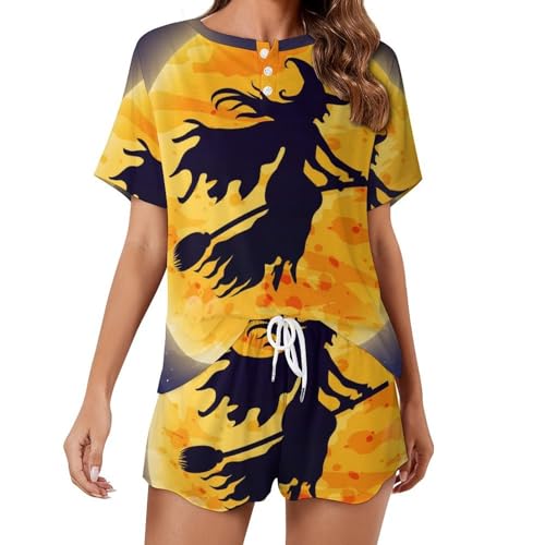 Pyjama femme manches courtes Lune Sorcière contre la chaleur des nuits de canicule