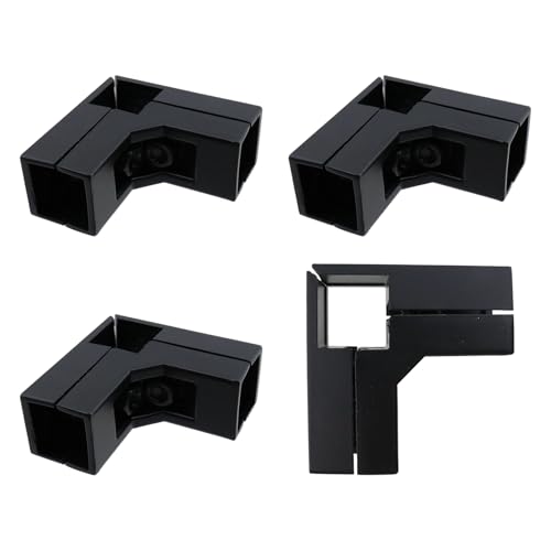 Semetall 4 Pack 1 Inch 3 Way L Square Tube Connector -Aluminum Alloy Rail Clamp for Fence Guardrail, Split Square Tube Fitting
