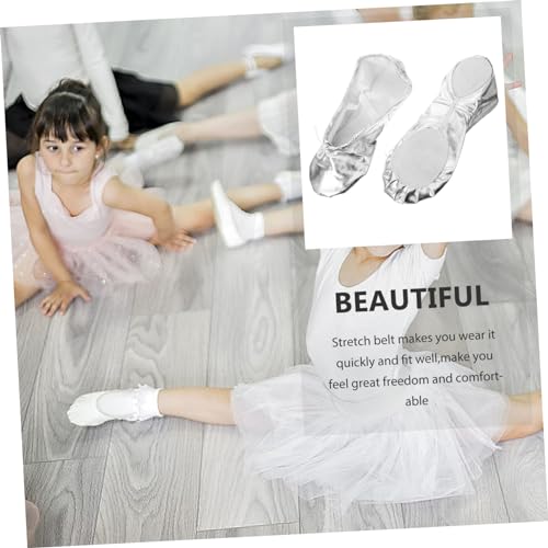 Mobestech Kids Ballet Shoes Child Dancing Shoes Silver3