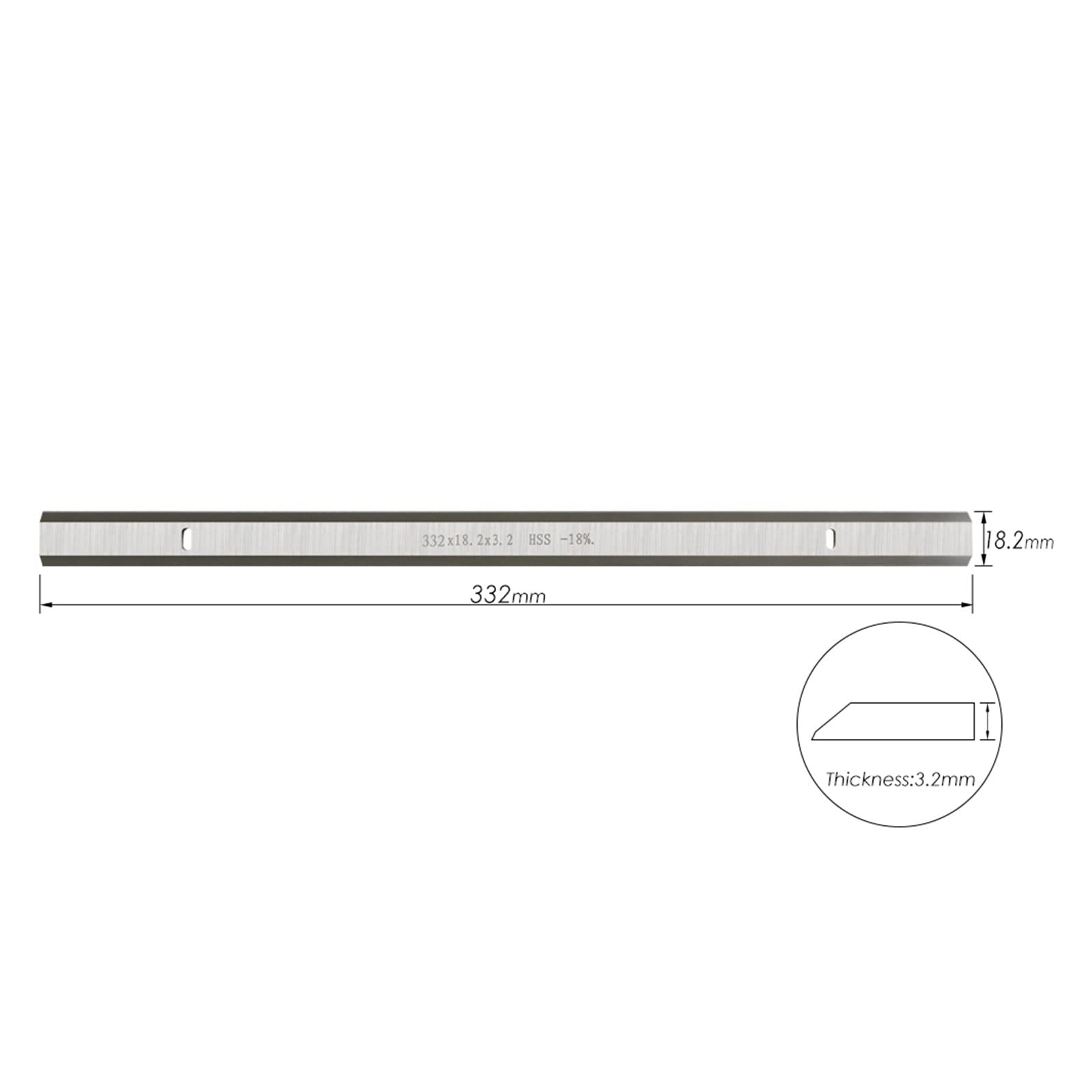 Hoja cepilladora HSS de 2 uds., 332x18,2x3,2mm de Espesor, 332mm, Herramientas de Cepillado for carpintería, Cuchillas for cepilladora de Madera