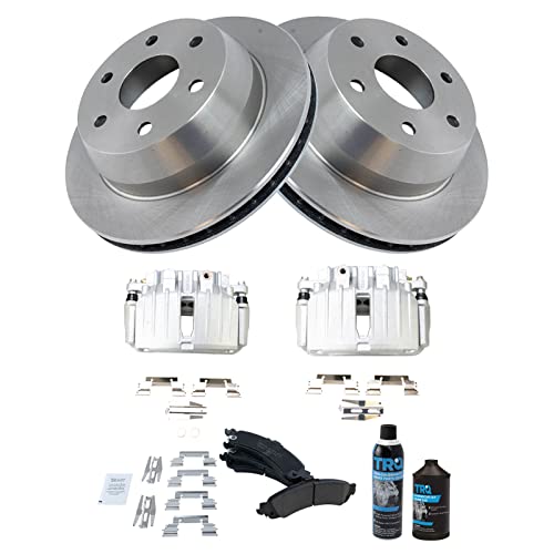 Image of TRQ Rear Brake Pad and Rotor Kit Ceramic Compatible with 02-06 Avalanche 1500 Escalade, Silverado, Tahoe Yukon XL 03-06 ESV, EXT Sierra 00-06 Suburban