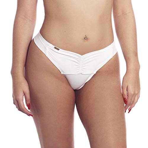 Calcinha de biquíni levanta e Empina bumbum fio duplo (Branco, P)