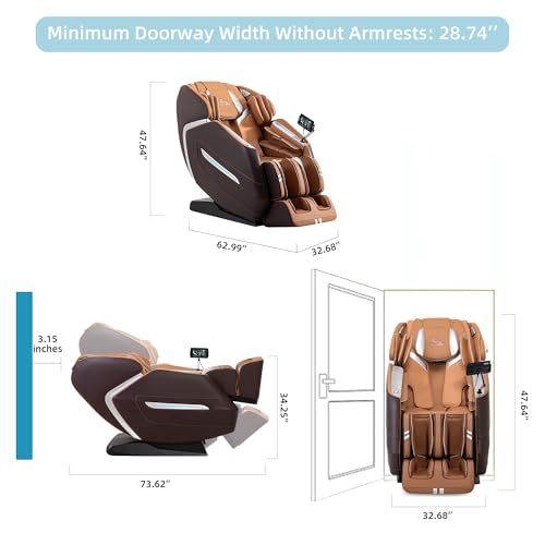 Image of MassaMAX A580 4D Full Body Massage Chair for Big & Tall, OTA Update, Brown | Supports up to 6'10 inch&500 lbs, with 59 inch SL Track, app & voice Control, auto footrest and Z-Gravity; ideal for plus-size users