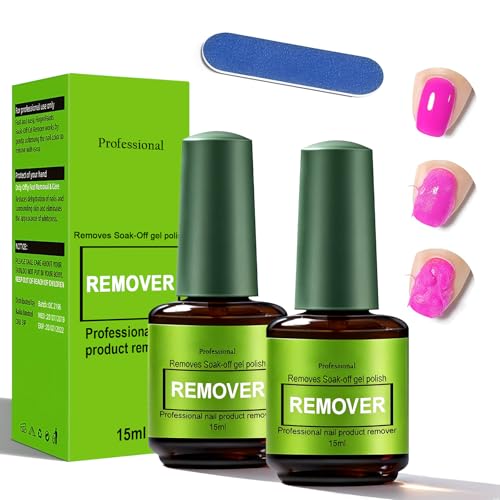 Removedor de Esmalte Semipermanente 2 Piezas,Eliminador de Uñas de Gel Rápido y Seguro,Quitar Esmalte Permanente Soak Off en Casa sin Dañar las Uñas