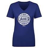 500 LEVEL Eric Lauer Toronto Vintage Baseball Women's V-Neck T-Shirt (Royal Blue, Large)